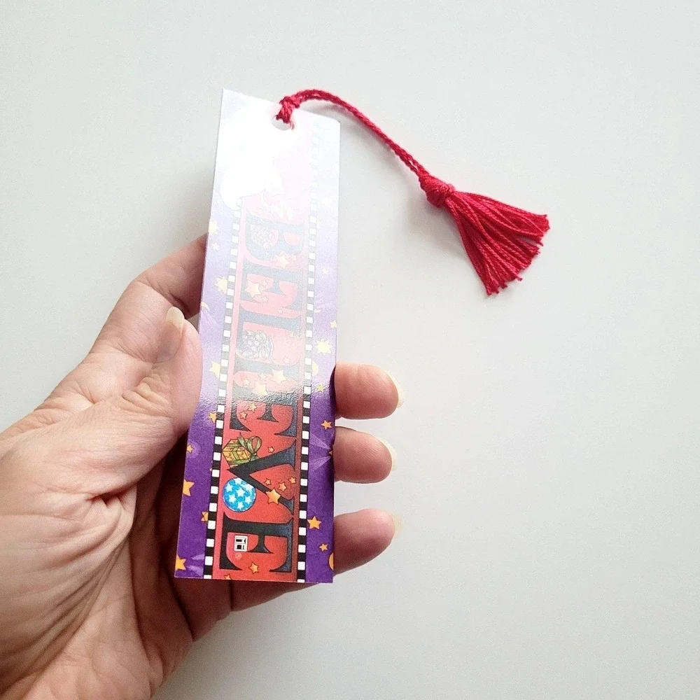 Vintage 90s Christmas Bookmark Mary Engelbreit whimsy folk Andrews McMeel K00023